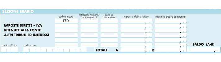 Codice tributo 1791 — modello F24 — 2