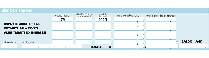 Codice tributo 1791 — modello F24 — 3