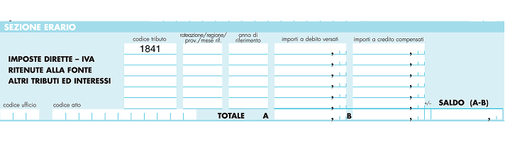 Codice tributo 1841 — modello F24 — 1
