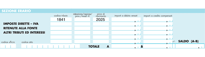 Codice tributo 1841 — modello F24 — 2