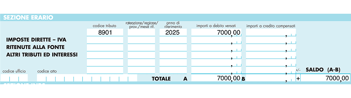 Codice tributo 8901 — modello F24 — 4