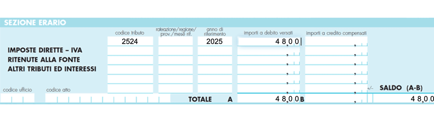 Compilazione F24 con codice tributo 2524