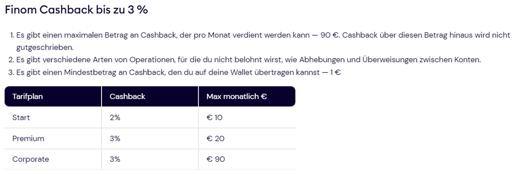 Cashback mit Finom