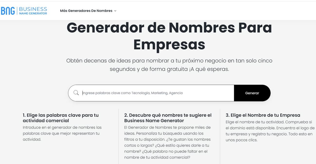 Generador de nombres Business name generator (BNG) 