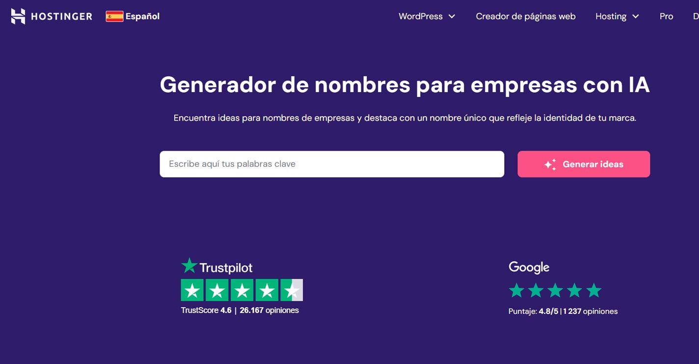 Generador de nombres - El Generador de Nombres de Hostinger