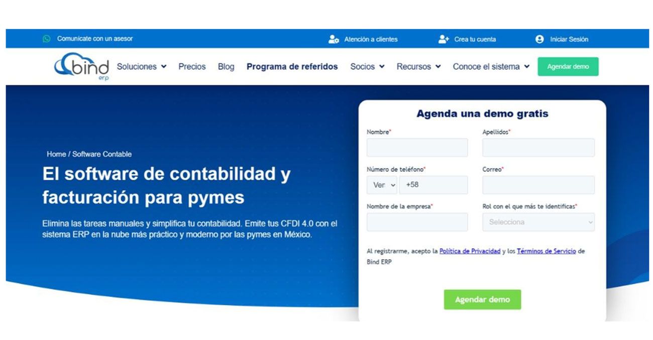 Programa de contabilidad Bind