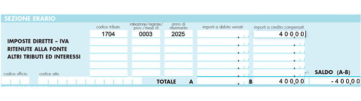 Come si compila l’F24 con il codice tributo 1704?