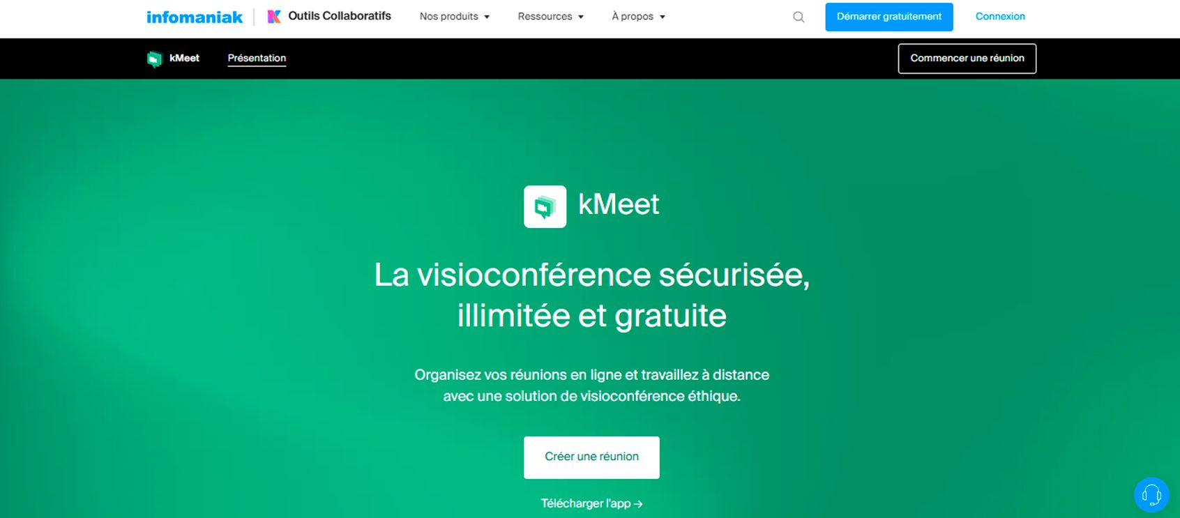 Visioconférence gratuite Infomaniak kMeet
