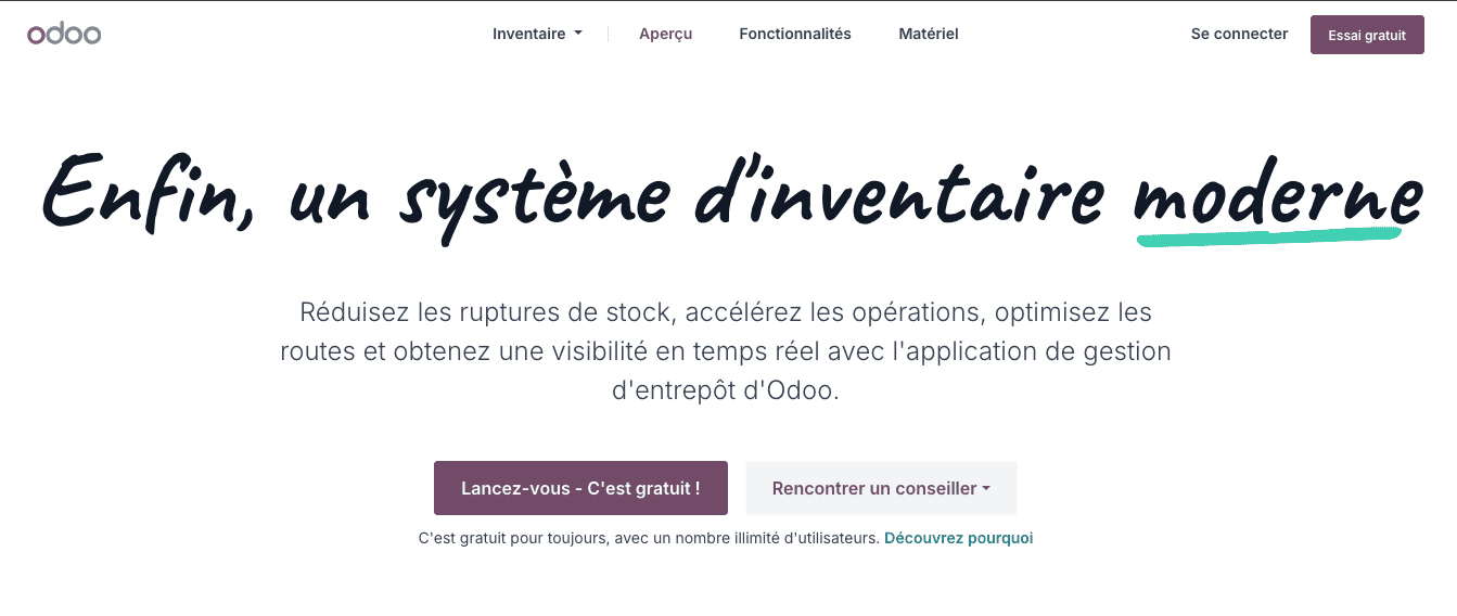 Logiciels de gestion des stocks Odoo 1