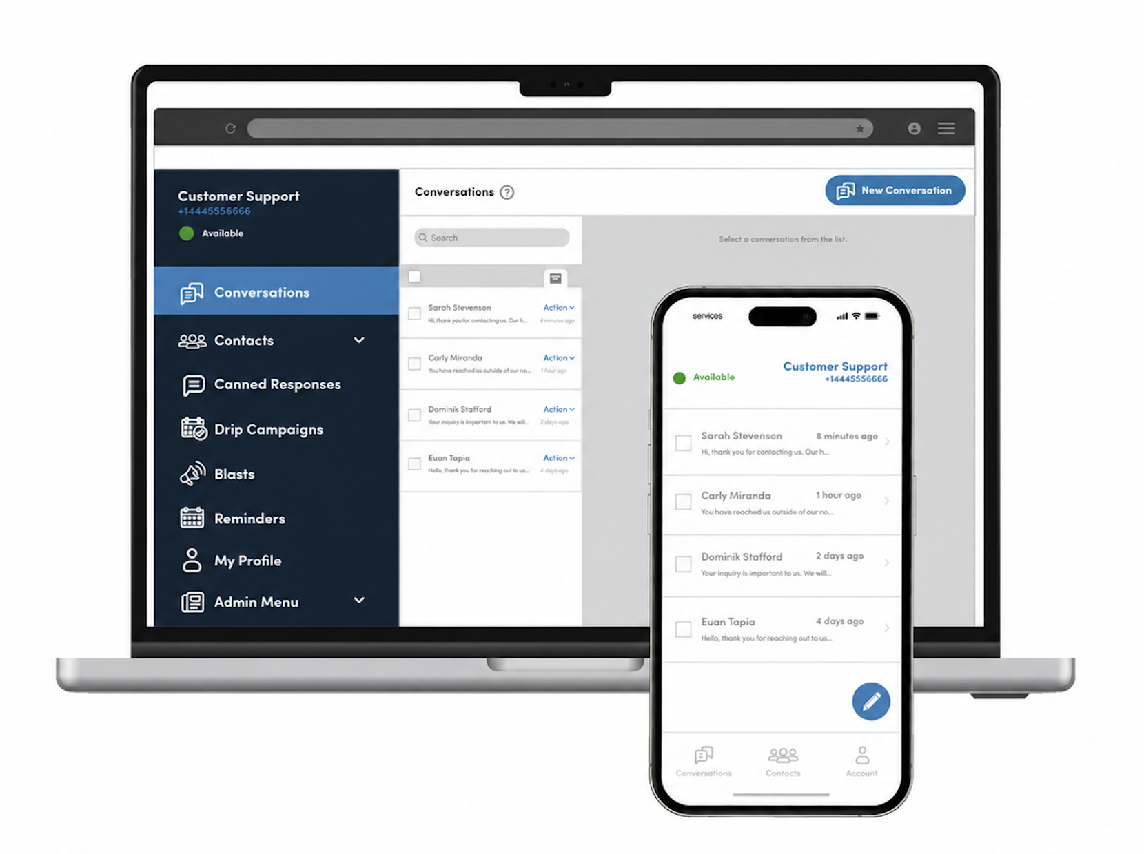 VP Tech business SMS marketing platform available on computer and mobile devices