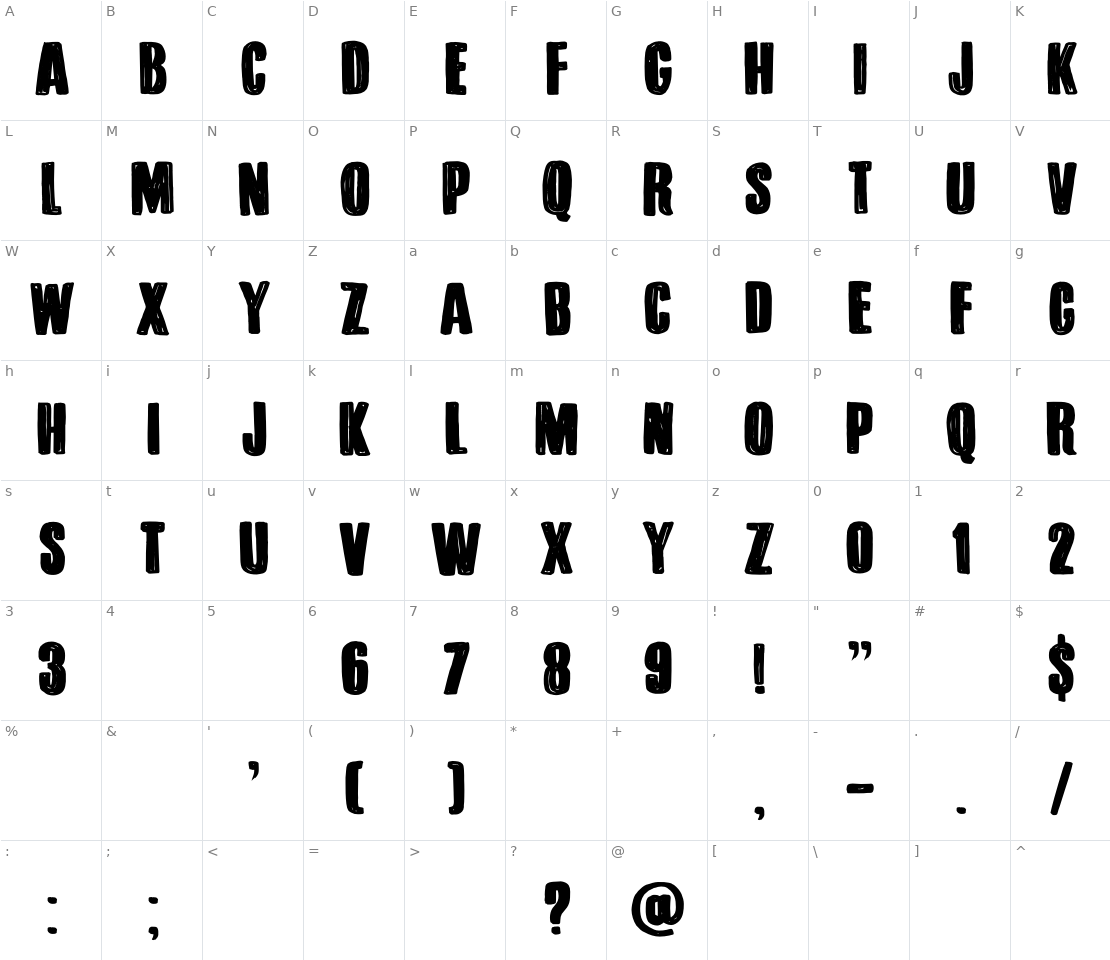 Character set for DK Bitumen