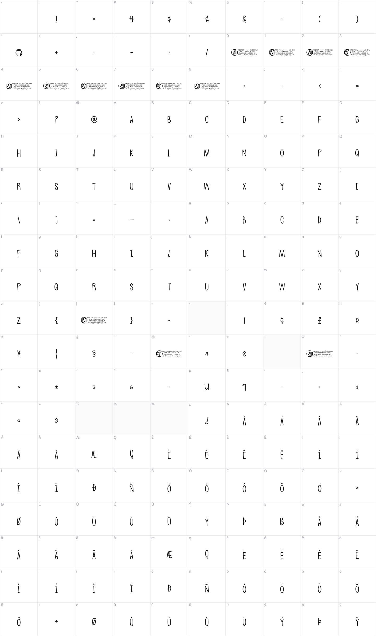 Lofi Lifestyle glyph table