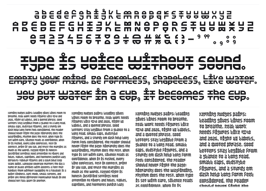 KD Extra Fontestrial specimen sheet