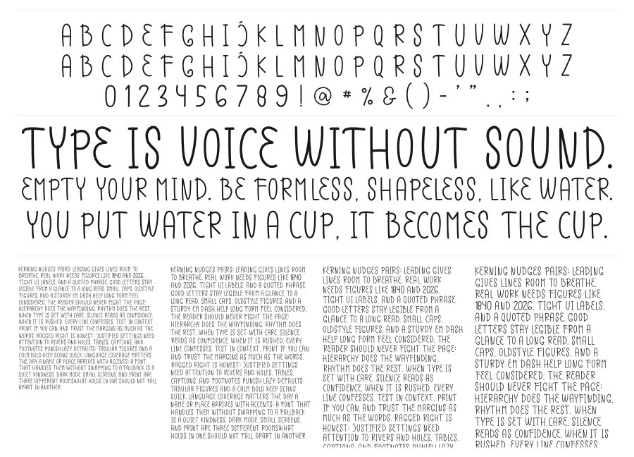 Daily Rainy specimen sheet