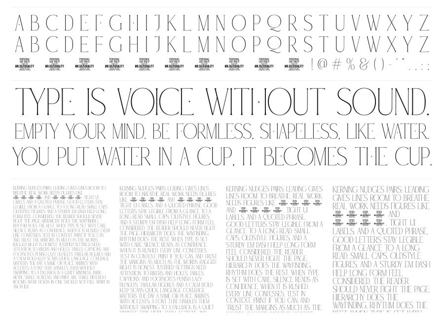 Equality Serif specimen sheet