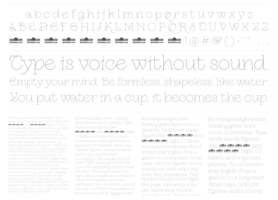 Erotique specimen sheet