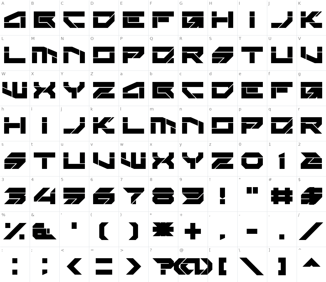 Character set for Rektec