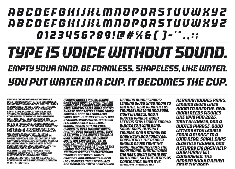 Aeroplus specimen sheet