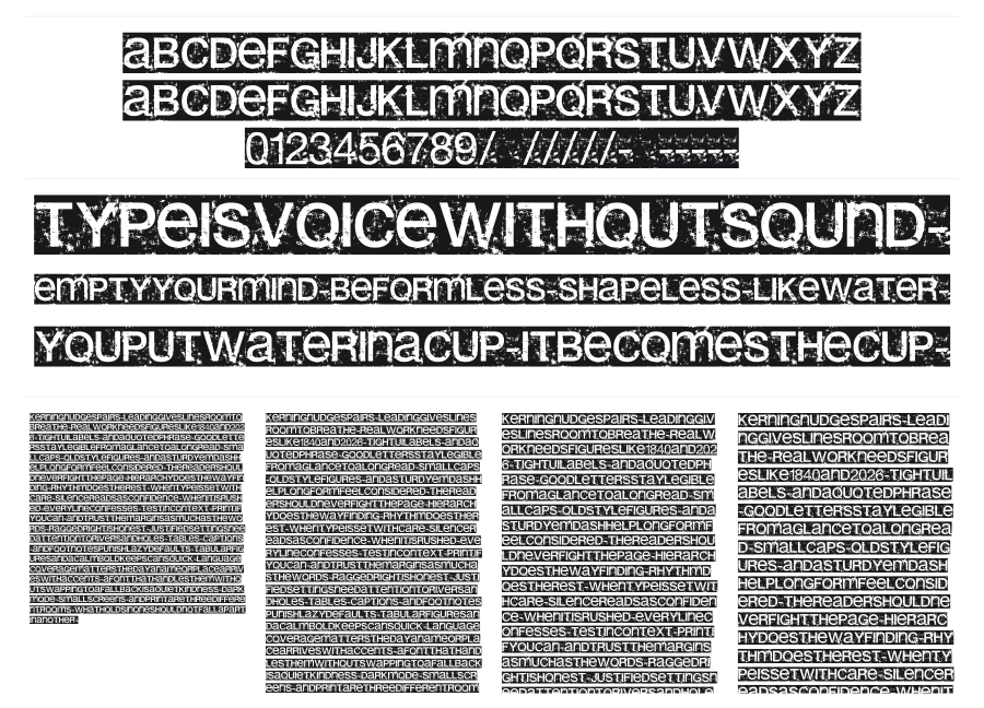Erolib specimen sheet