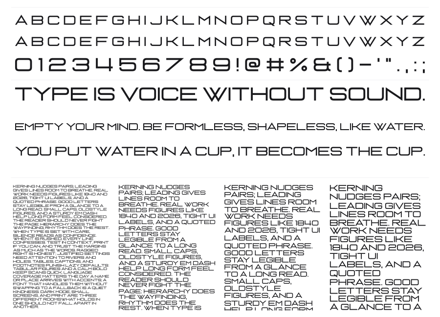 Nobody Talks specimen sheet