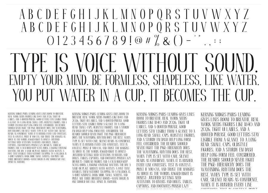 Mordena specimen sheet