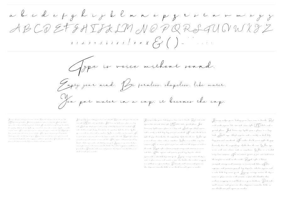 Peylon Viggo specimen sheet