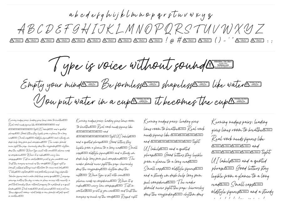 Allvienta specimen sheet