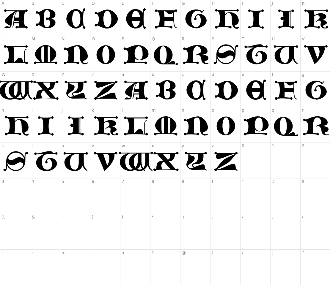 Character set for JMH Moreneta Caps II