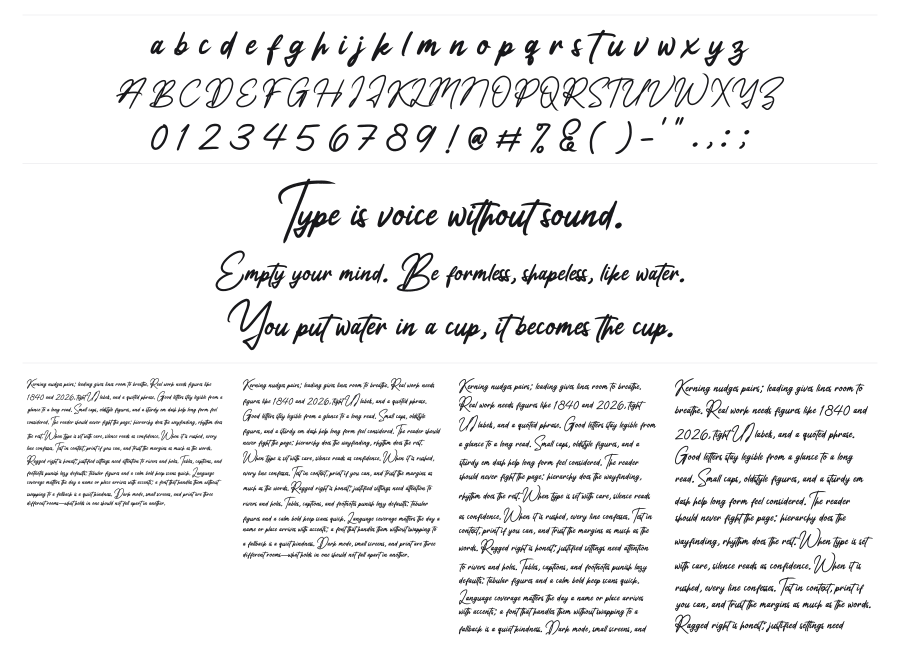 Knott Riccardo specimen sheet