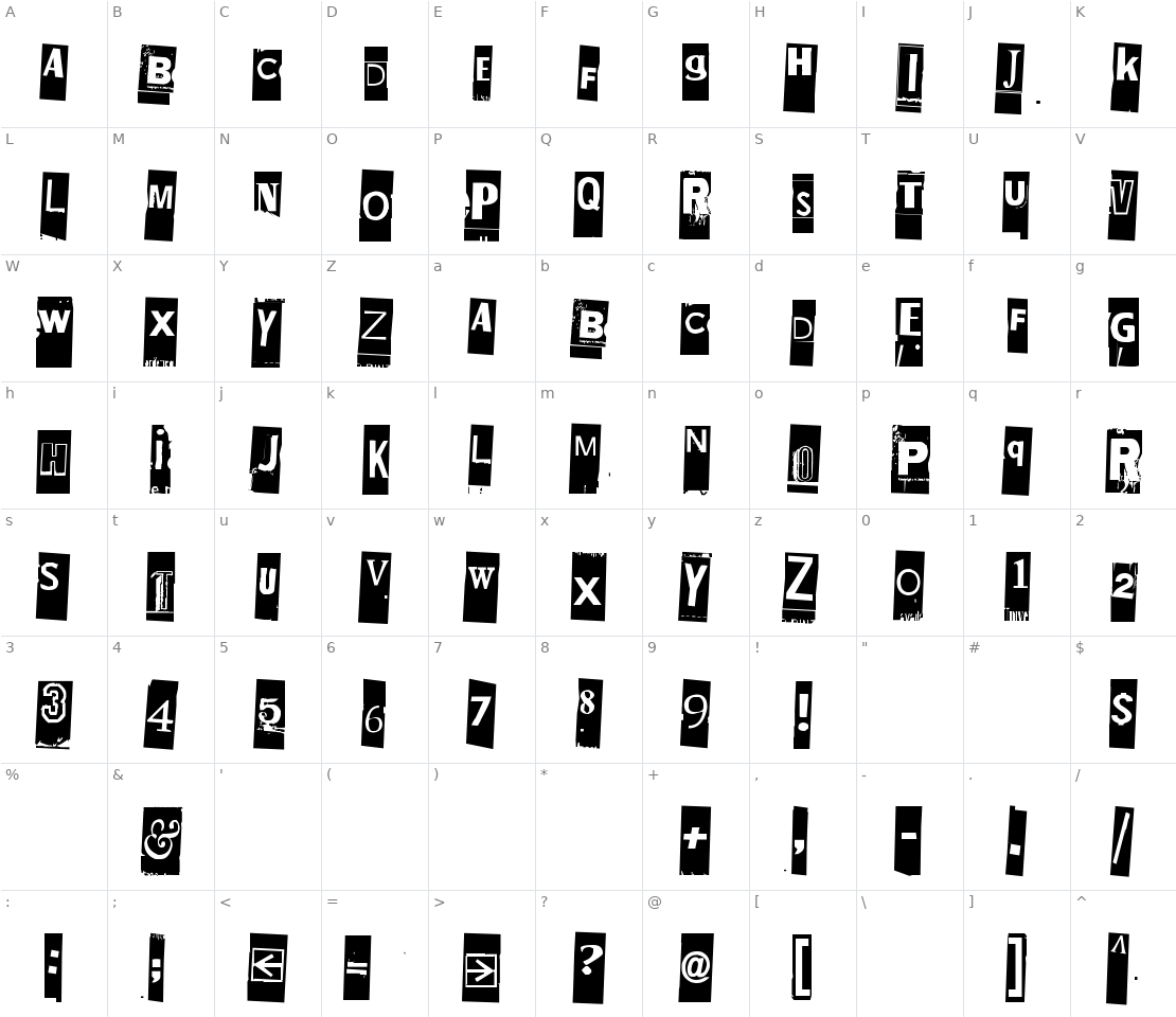 Character set for Ellet Niin