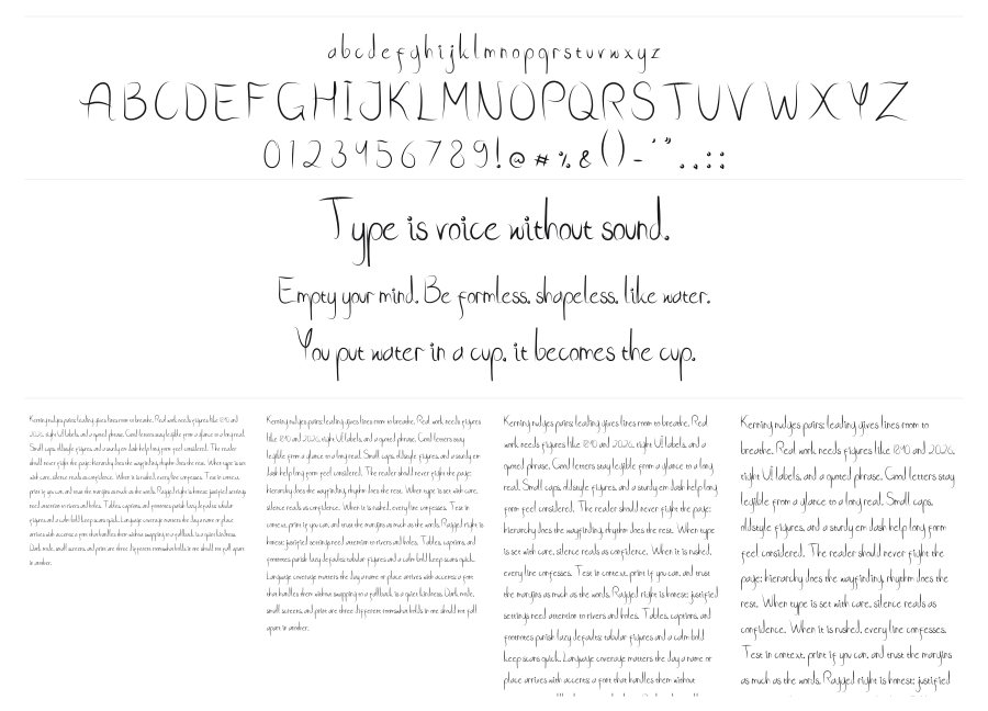 Ryna specimen sheet