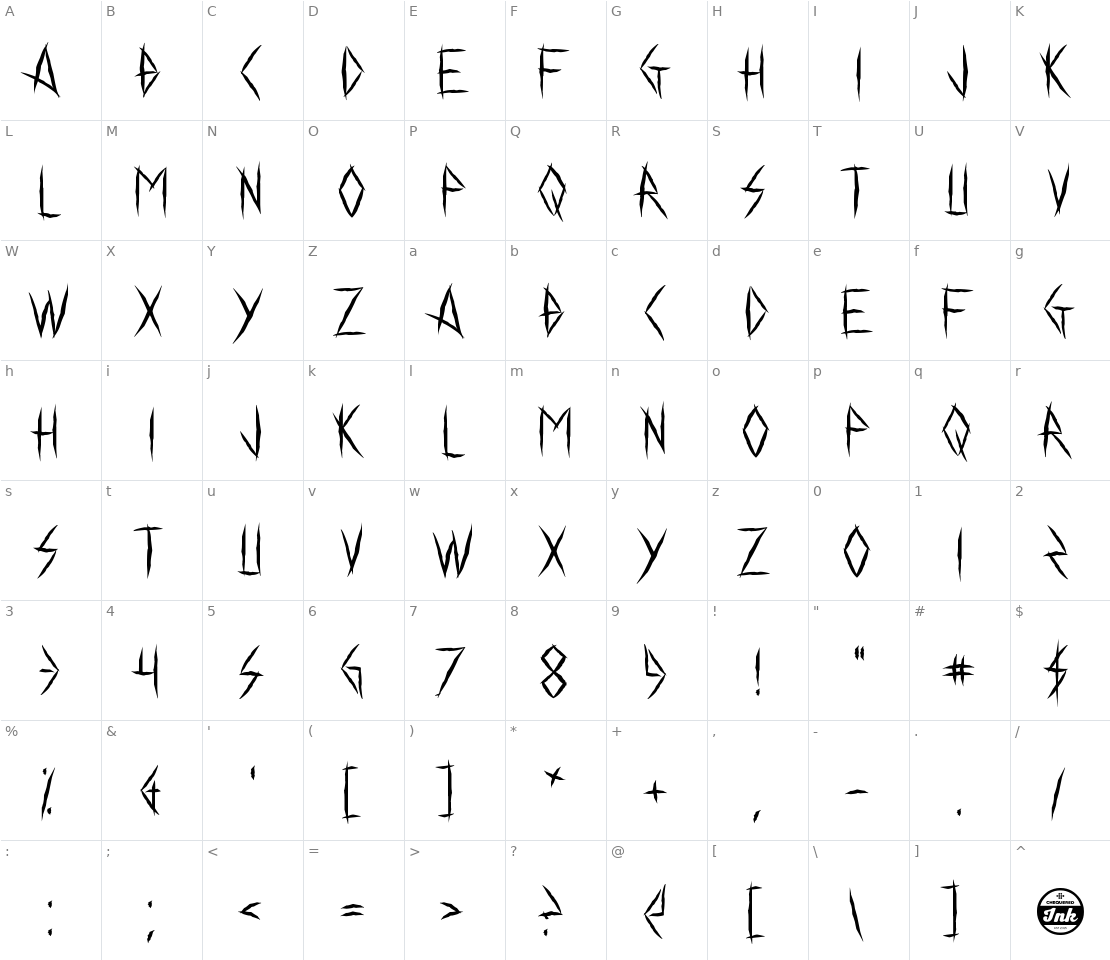 Character set for Chelsea Smile