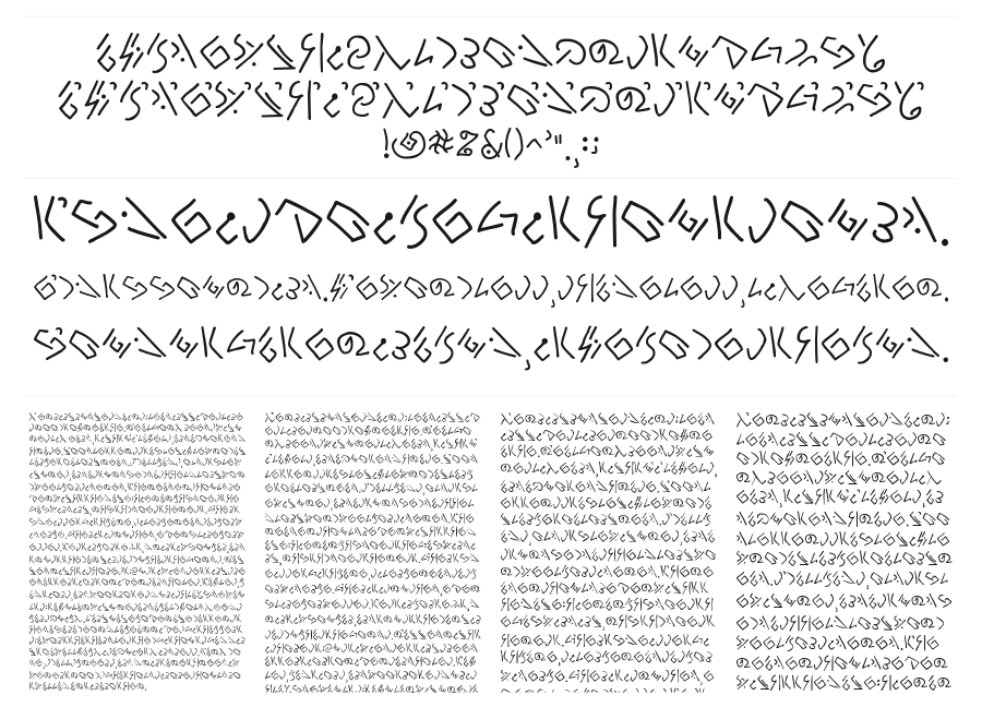 Zomper Glyphs specimen sheet