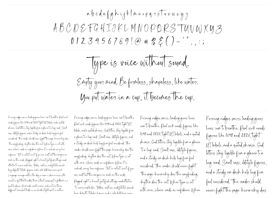 Inkgasm specimen sheet