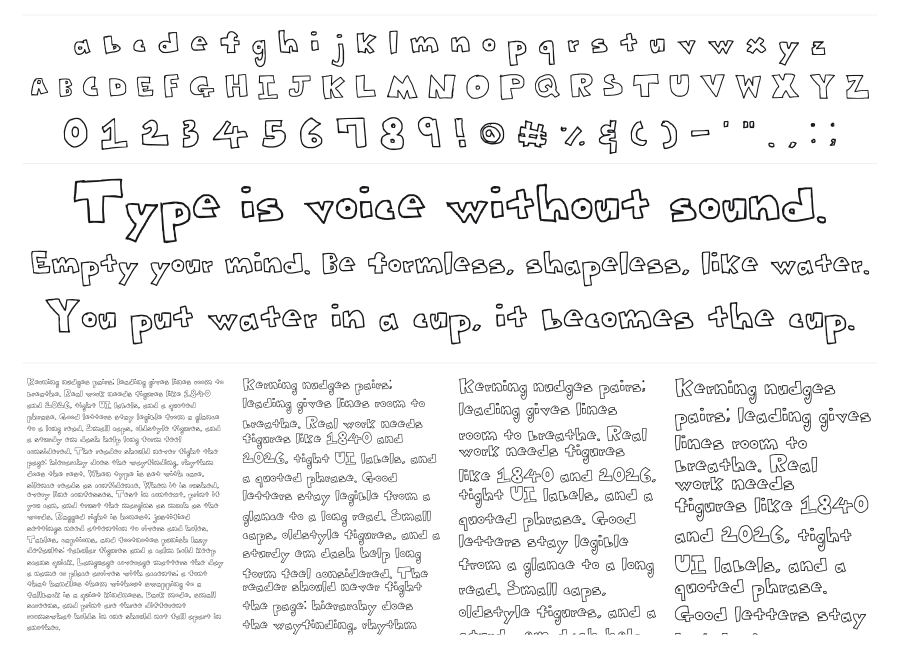 Yujin Bubbles specimen sheet