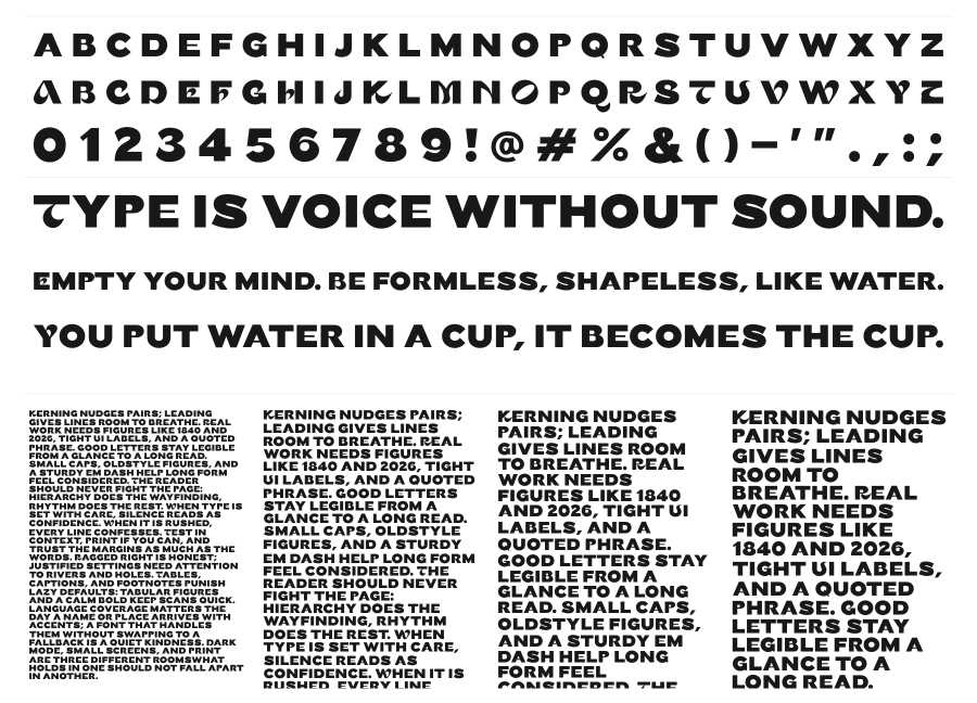 Persona specimen sheet