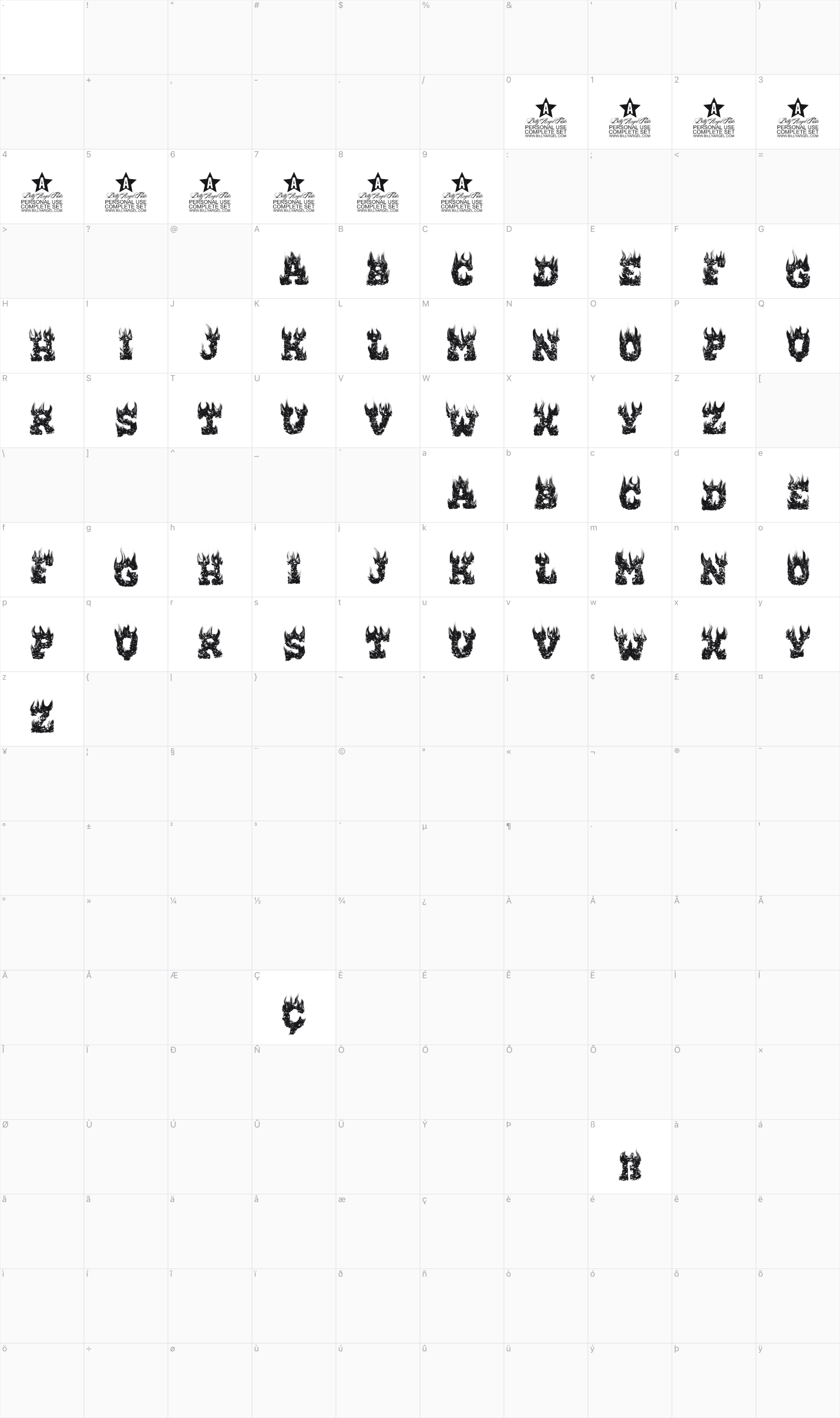 Who Is Hot glyph table