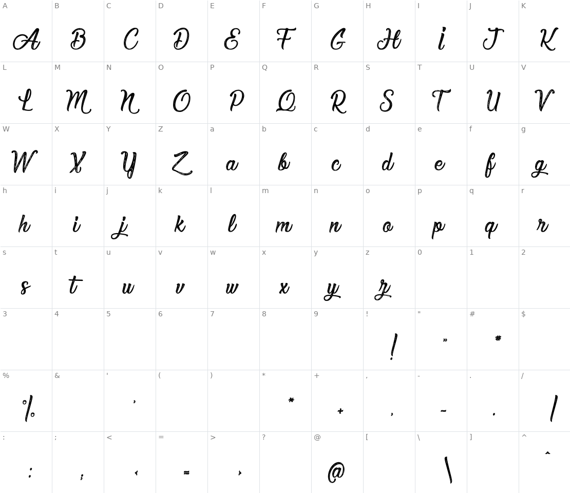 Character set for Elegant and Sensational