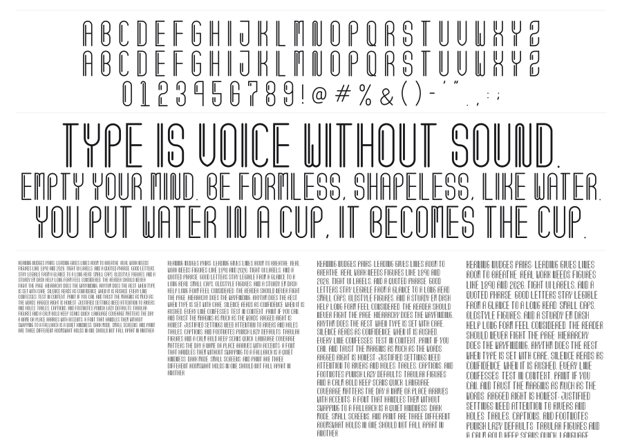Aftur Seven specimen sheet
