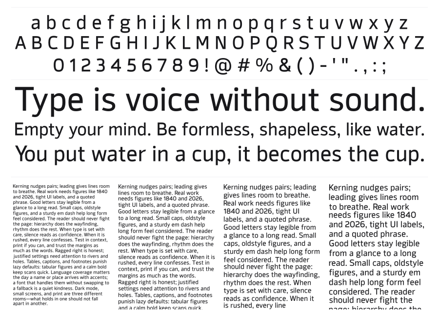 Syke specimen sheet