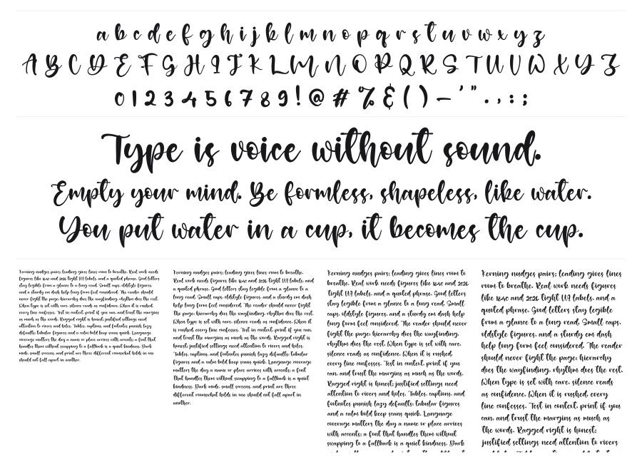 Alexandreas specimen sheet