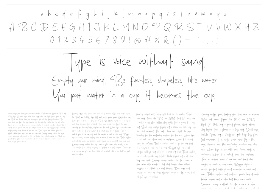 Redemption Light specimen sheet