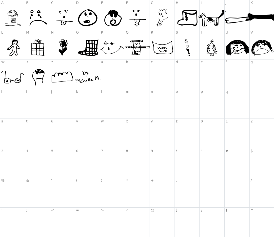 Character set for Little Sister Dingbats