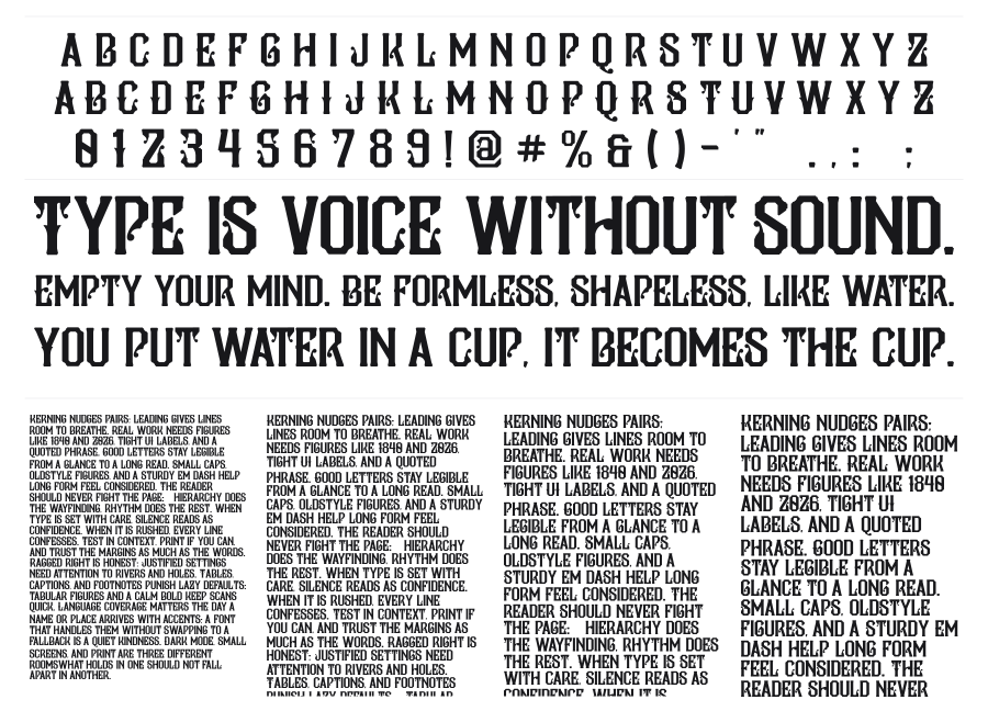 Pilar Typeface specimen sheet