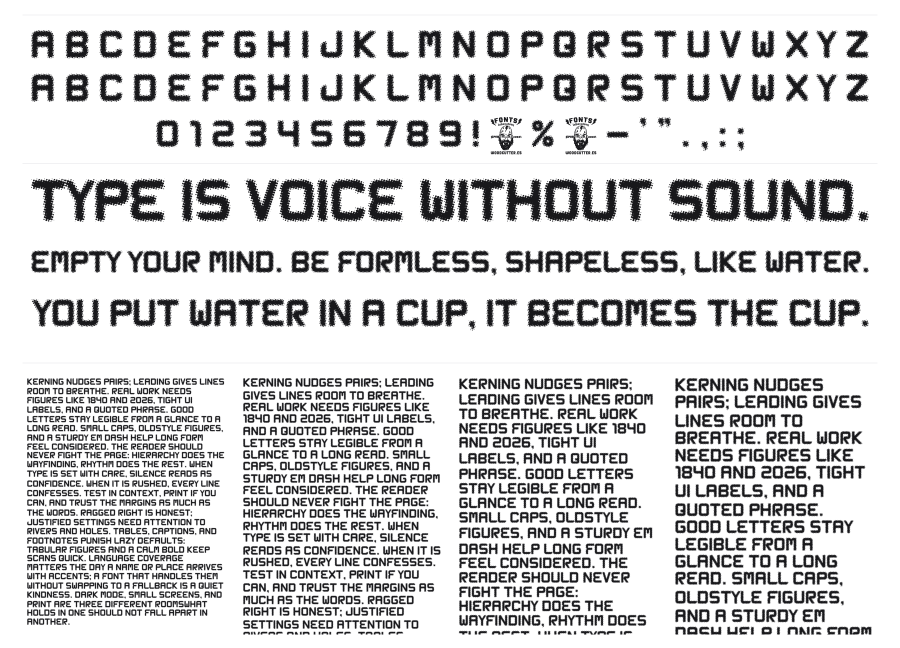 Escape Room 1936 specimen sheet