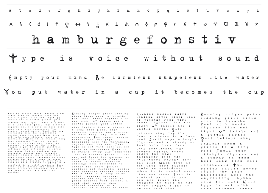 Signs specimen sheet