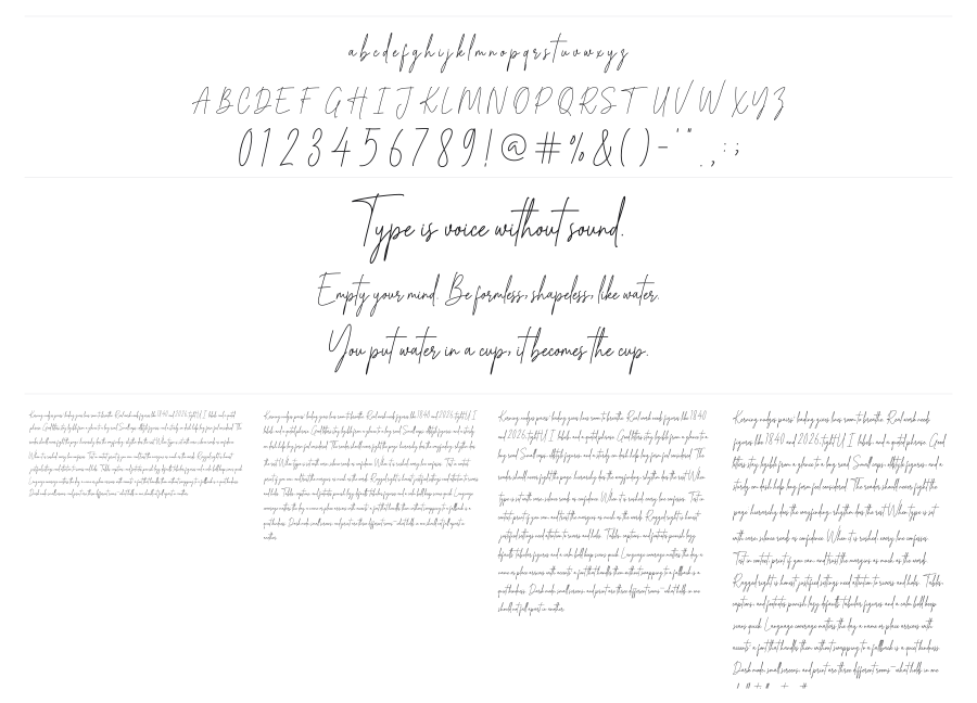 Winsterday specimen sheet