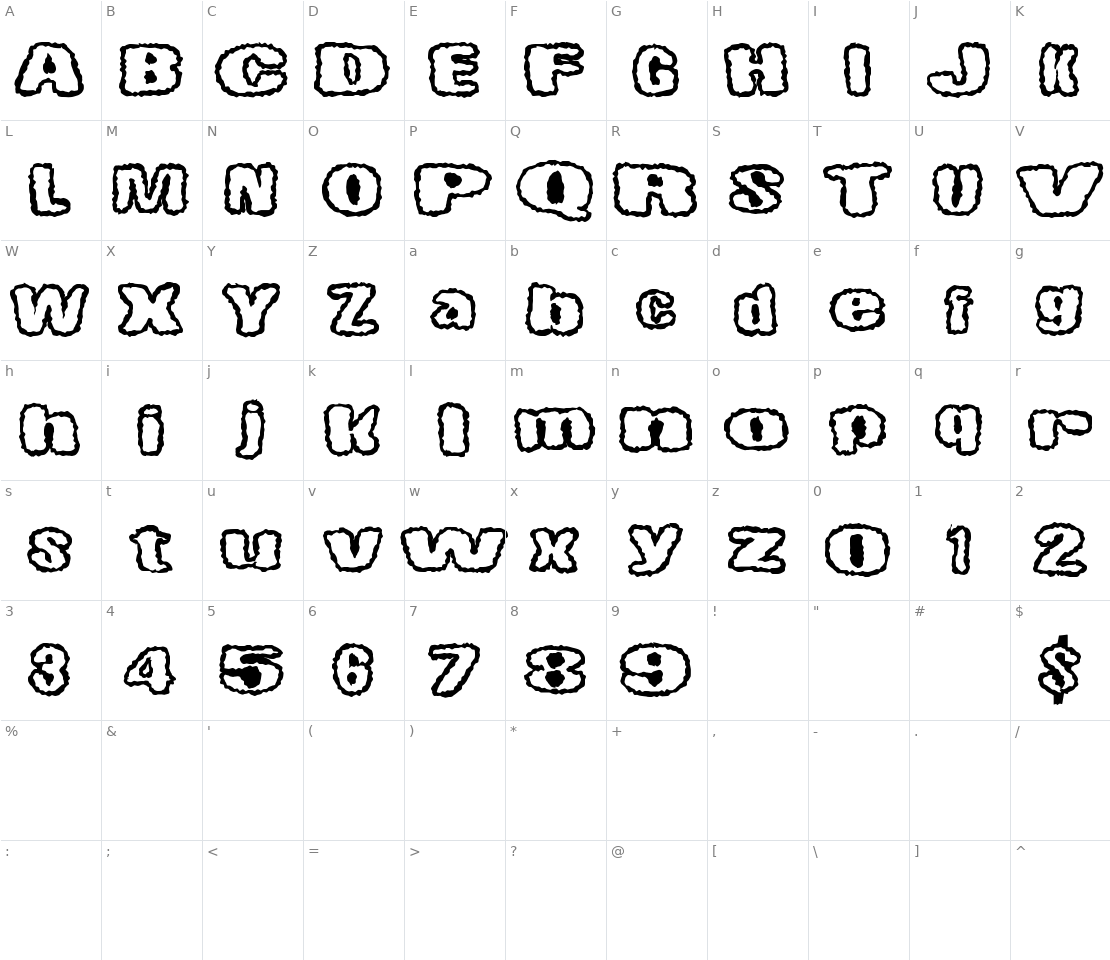 Character set for Little Spooky