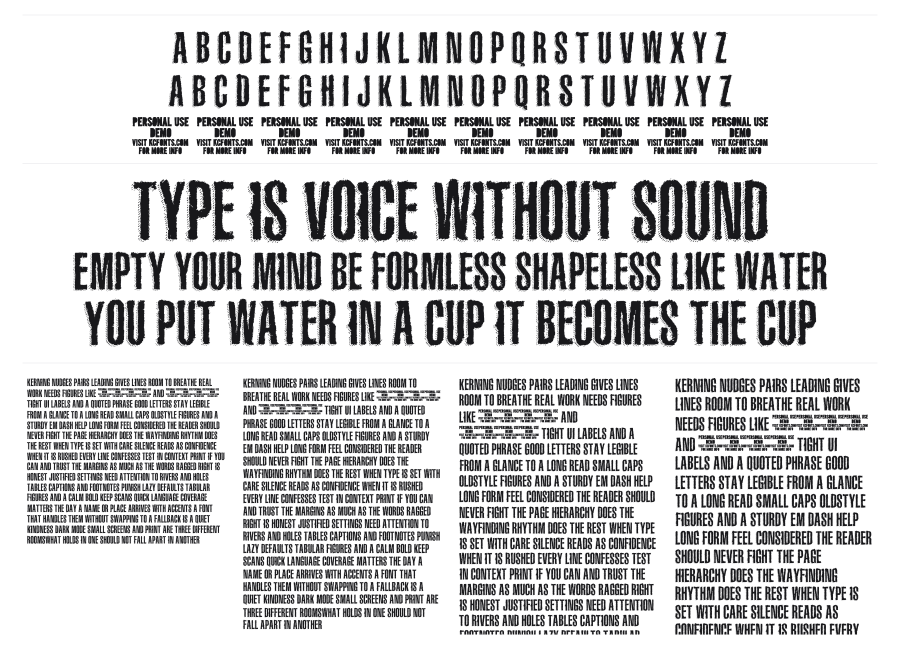 The Main Event specimen sheet