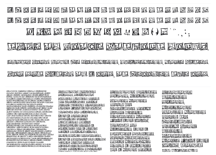 Indezonefont specimen sheet